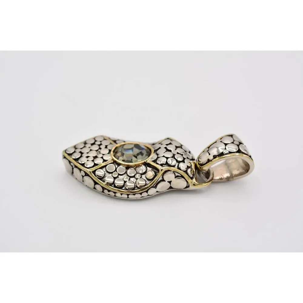 Vintage Snake Pendant Cobra Reptile Gunmetal Rhinestone Crystal Silver BinAT